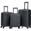 R.Leone Valigia da 1 Fino a Set 4 Trolley Rigido grande, medio, bagaglio a mano e bagaglio EasyJet 45X36X20cm 4 ruote in ABS 9002 (Verde Scuro, Set 3 Pezzi S M L)