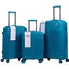 R.Leone Valigia da 1 Fino a Set 3 Bagaglio a mano 55x40x20 Ryanair, Medio, Grande Ultra Strong Antiurto Resistente Trolley rigido leggero 8 ruote in Polipropilene 8812 (Turchese, Set 3 Pezzi S M L)