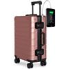 TOKYOTO Valigia in Alluminio Bagaglio Cabina Trolley a Mano Rigida 55x35x20 cm SALMON KOBE con USB