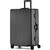 KOFA Zurich - Valigia da viaggio, XL, 75 cm, telaio rigido in alluminio, con 4 ruote e doppio lucchetto TSA, 94L, Nero , 75.5x48.5x29.5 cm, moderno