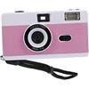 OSALADI Fotocamera Analogica Retrò Riutilizzabile 35mm Flash Incorporato, Corpo Abs Bianco, senza Batteria per Fotografia D'epoca