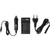 vhbw caricatore compatibile con Medion MD86084, MD85562, MD85416 camera - Stazione di carica + cavo auto, spia di carica, 4,2 V