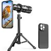 APEXEL Teleobiettivo Portatile con Custodia Integrata per iPhone 15 Pro Max- Obiettivo 36x con Attacco per Treppiede