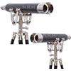 Nautical Replica Hub Cuoio Telescopio W/Nero Treppiede In Legno Stand Singolo Barrel Telescopio Home Decor Finitura Cromata