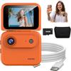 GLSAYZU Action Camera 4K 360°, 2026 nuova fotocamera multifunzione con schermo flip screen con obiettivo grandangolare a 143°, batteria lunga 800 mAh, action cam anti-shake per vlogging, ciclismo, viaggi