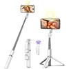 TTBDBFH Treppiede per selfie Stick Wireless Bluetooth Selfie Stick Mini treppiede pieghevole con riempimento LED Otturatore luminoso Telecomando Treppiede portatile per selfie Stick per smartphone iOS Android