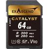 Exascend Catalyst - Scheda di memoria SDXC UHS-II V90 da 64 GB, 4K UHD, velocità di scrittura fino a 280 MB/s, UHS-II, classe 10, U3, V90
