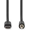 Nedis Adattatore USB-C - USB 2.0 - Spina USB-C - Spina 3.5 mm - 1.00 m - Rotondo - Nichelato - Nero - Etichetta