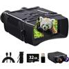 PYKRONZ Occhiali per visione notturna 2,7 K, binocolo con zoom 10X e schermo LCD da 7,6 cm con batteria ricaricabile a infrarossi, 3000 mAh, scheda TF da 32 GB, registrazione video e audio per campeggio