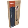 Grundig Luce ad anello per selfie Ø 20 cm - treppiede regolabile 210 cm - 80 LED supporto manuale con 3 livelli di calore - anello leggero collo flessibile - USB ricaricabile - nero