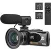 keppy Videocamera digitale 4K, WiFi, registratore DV, 56 MP, zoom digitale 18x, 3,0 pollici, IPS touchs, supporta rilevamento del viso, visione notturna a infrarossi, anti-vibrazione, con 2 batterie +