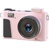 Luqeeg Camera 88 MP 8K, Autofocus Zoom 18X, Schermo Lancio 3 Pollici 180, Telecamera Mirrorless WiFi a Doppia Batteria con Tappo per Lenti, Scheda di Memoria da 32GB per Fotografia (PINK)
