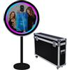 PAAFNN Cabina fotografica a specchio con software APP Magic Selfie Station Shell Stand Photobooth macchina touch screen con luce RGB e trolley per eventi (nero A, macchina per foto)
