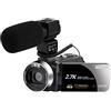 QZCX Videocamera Digitale, 2.7K Video Camera Camcorder Webcam 3.0 Inch IPS HD Touch screen FHD Camera Support Remote Control Original Camera(16GB SD Card,Option B)