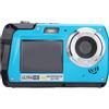 VBESTLIFE Fotocamera Digitale Impermeabile 4K, Fotocamera Subacquea da 10 Piedi Selfie Doppio Schermo Fotocamera Impermeabile da 56MP con Zoom Digitale 16X, Batteria Ricaricabile, per