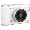 Luqeeg Videocamera Compatta da 50 MP, Registrazione 4K Ultra HD, Zoom Digitale 16x, Anti-vibrazione, Messa a Fuoco Automatica, Fotocamera per Vlogging Portatile con Flash LED per (WHITE)