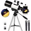 Generic Ultra HD, rifrazione astronomica, apertura AZ da 70 mm per principianti con mirino, treppiede regolabile, adattatore per smartphone da viaggio