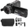 Kikumi Videocamera con telecomando 4k UHD 30MP Zoom 10x Autofocus LED Luce di Riempimento 2 pollici IPS HD Touch Screen 1300mAh Videocamera Portatile per Viaggi