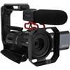 MOTOULAX Videocamera 4K con touchscreen IPS da 3,5 pollici, zoom 30x, anti vibrazione, con paraluce esterno per microfono