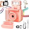 LLELEMAMO Retroscope Mini Camera, Mini Vintage Camera with 1.44-Inch HD 1080p Screen, 90° Flip Flash Retro Snap Camera with 6 Filters, Mini Retro Camera, Keychain Camera, for Travel Life Video Recording (Pink)