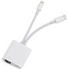 Giochem Adattatore da Lightning e USB C a Ethernet, adattatore di rete LAN Ethernet RJ45 2 in 1 con porta di ricarica compatibile con iPhone/iPad/iPod/Samsung/Xiaomi/Huawei e altri, supporta 100 Mbps Plug and