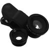 OSALADI Obiettivo Fisheye per Smartphone 3 in 1 in Plastico Nero