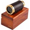 Nautical Replica Hub marine Cuir Antique-Longue-vue de poche-Laiton à 6 avec boîte en bois