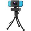Jectse Webcam USB HD da 2 MP, Fotocamera per Computer 1080P con Microfono Incorporato, Bilanciamento Automatico del Bianco, per Corsi Online, Videoconferenze, Streaming Live (e blu)