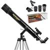 Omegon Telescopio Omegon AC 70/700 AZ-2 | Rifrattore acromatico | leggero e versatile | telescopio ideale per principianti | per osservazioni della luna e della natura | treppiede in alluminio