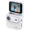 Zeroupshop Action Camera 4K con vista panoramica a 360°, stabilizzazione dell'immagine, schermo flip da 2, ricarica rapida tramite Type-C, durata della batteria 6H per ciclismo e sport, colore bianco