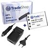 Trade-Shop OFFERTA im Set: fotocamera ad alte prestazioni LiIon batteria + Batteria Caricabatteria da auto con adattatore per auto Compatibile con Casio NP 80 Medion NP45 vg0376122100012 Olympus Mju Li40B Li42B