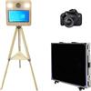 WideMeet Cabina fotografica portatile con touch screen da 15,6 pollici, macchina fotografica DSLR sollevabile per matrimoni, feste, eventi (vernice con venature del legno, macchina+fotocamera)