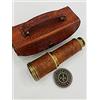 MALLA INCORPORATION ; A TRULY HANDCRAFTE Malla Inc. Ottone Antico Lavoro Telescopio Spyglass In Pelle Box - Nautica 16 Telescopio Ottone