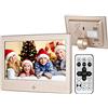 UsmAsk Spacmirrors Cornice Digitale da 7 Pollici, Cornice Digitale 1024x600 Display ad Alta Risoluzione Lettore Video MP3 Calendario Sveglia con Telecomando Supporto Scheda SD USB Decorazione Domestica (Oro