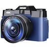 DMETE Flip Screen 48MP Digital Selfie Camera Wide Angle 4K Vlog Videocamera Zoom 16X Fotocamera for principianti Fotografia Regalo for BAMBINI Regalo per principianti(128G TF card,CDR10-blue)