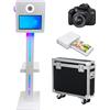 PAAFNN Macchina fotografica DSLR per selfie da 15,6 pollici, portatile, con touch screen, con custodia da volo, cabina fotografica con luce RGB per eventi di festa di nozze (bianco, macchina+macchina