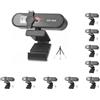 Mealoodiousmusea Set di 10 webcam per computer con messa a fuoco automatica HD USB Online regolabile per PC con microfono di ricambio cablato Web cam esterna videocamera nera 4K
