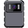 Getdoublerich Telecamera indossata dal corpo, action camera portatile 1080p, alta definizione e risoluzione 1080p, impermeabile, visione notturna, lunga durata della batteria per sicurezza, registrazione GPS
