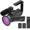 Andoer 4K/60FPS 48MP WiFi Set di videocamera digitale videocamera registratore microfono telecomando batterie obiettivo fotocamera impugnatura con zoom 16X 3 pollici touchscreen IR infrarossi vista