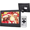 UsmAsk Spacmirrors Cornice Digitale da 7 Pollici, Cornice Digitale 1024x600 Display ad Alta Risoluzione Lettore Video MP3 Calendario Sveglia con Telecomando Supporto Scheda SD USB Decorazione Domestica (Ner