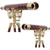 Nautical Replica Hub Telescopio decorativo Spyglass Con Treppiede In Legno Marine Floor Stand Telescopio In Legno Finitura In Ottone Massiccio