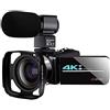 0℃ Outdoor Videocamera 4K 48MP con Zoom Ottico 16x Videocamera Digitale Wifi con Microfono, Luce Video, Obiettivo Grandangolare, Visione Notturna a Infrarossi e Wifi, Fotocamera Perfetta per Eventi Familiari,D