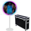 PAAFNN Cabina fotografica a specchio con software APP Magic Selfie Station Shell Stand Photobooth macchina touch screen con luce RGB e trolley per eventi (bianco A, macchina per foto)