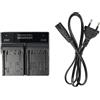 vhbw caricatore duale compatibile con Sony Handycam HC24E, HC37E, HC39E, HC32E, HC35E, HC27E, HC30E camera - Base di carica + spia di carica