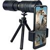 WANWEN Telescopio monoculare con Zoom Super teleobiettivo Portatile 4K 10-300X40 mm, treppiede + Clip, per Viaggi all'aperto Little Surprise