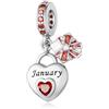 LNQOBU 925 Argento Sterling Charms Birthstone per Bracciali Ciondolo cuore, Regali di Compleanno per le Donne, Regalo per la Festa della Mamma