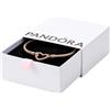 PANDORA Bracciale Moments in maglia snake placcato in oro rosa 14 carati con chiusura a cuore, 20