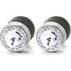 COOLSTEELANDBEYOND 10MM Cerchio Orecchini con Zirconi da Uomo Donna, Acciaio Finto Dilatatore Fake Cheater Plug Gauges, 1 Paio
