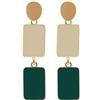 COOLSTEELANDBEYOND Colore Oro Cerchio Rettangolo Statement Dichiarazione Pendenti Orecchini Orecchini con Beige e Verde Smalto