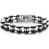 COOLSTEELANDBEYOND Maschile Uomo Catena di Bicicletta Moto Bracciale da Acciaio Inossidabile, Moto Catena, Nero Argento Due Toni
